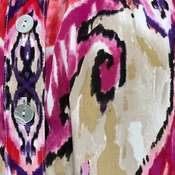 Chico’s Blouse Top Paisely Pink Cream Chico’s Size 12 Large - Picture 11 of 15